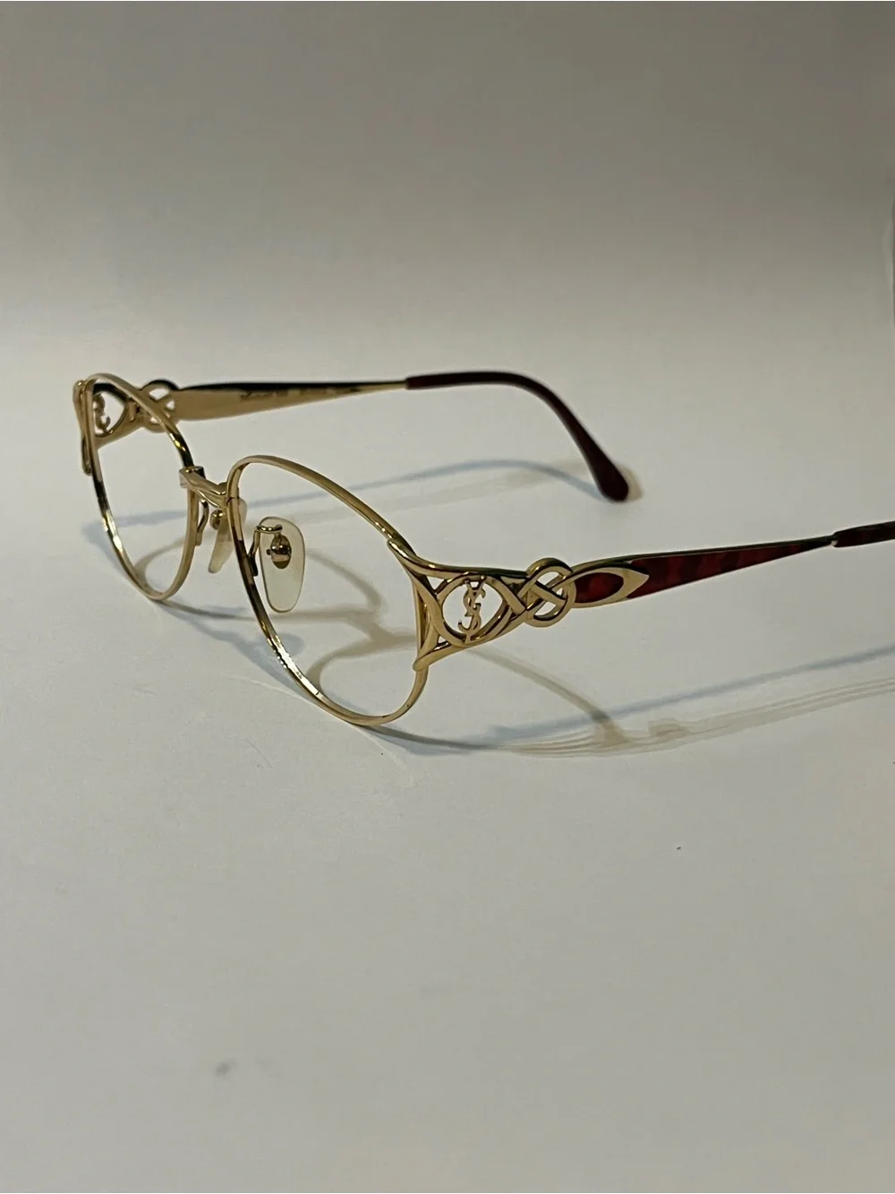 Yves Saint Laurent Gold Frame Glasses with Tortoiseshell Temples